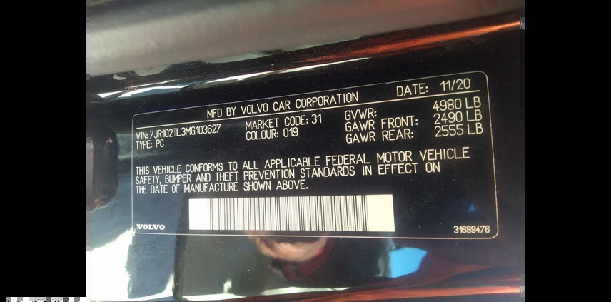 Volvo S60 cena 130380 przebieg: 48000, rok produkcji 2020 z Olkusz małe 29